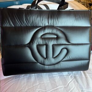 Authentic Telfar Black Quilted Nylon Puffer Tote size Medium (pre owned)